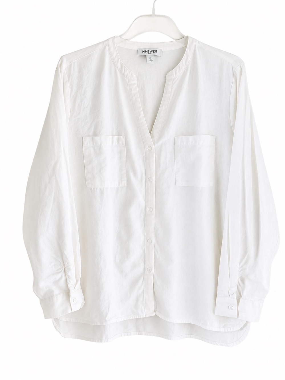 Nine West White Button-Down Shirt